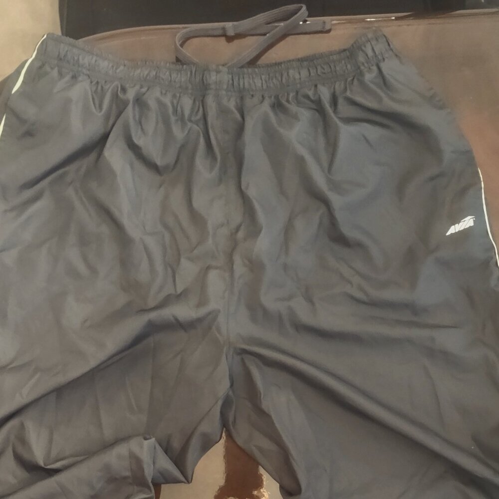 Avia Netted Poly. Black/Yellow Striped Athletic Wind Running Pants Zip Ankle XL